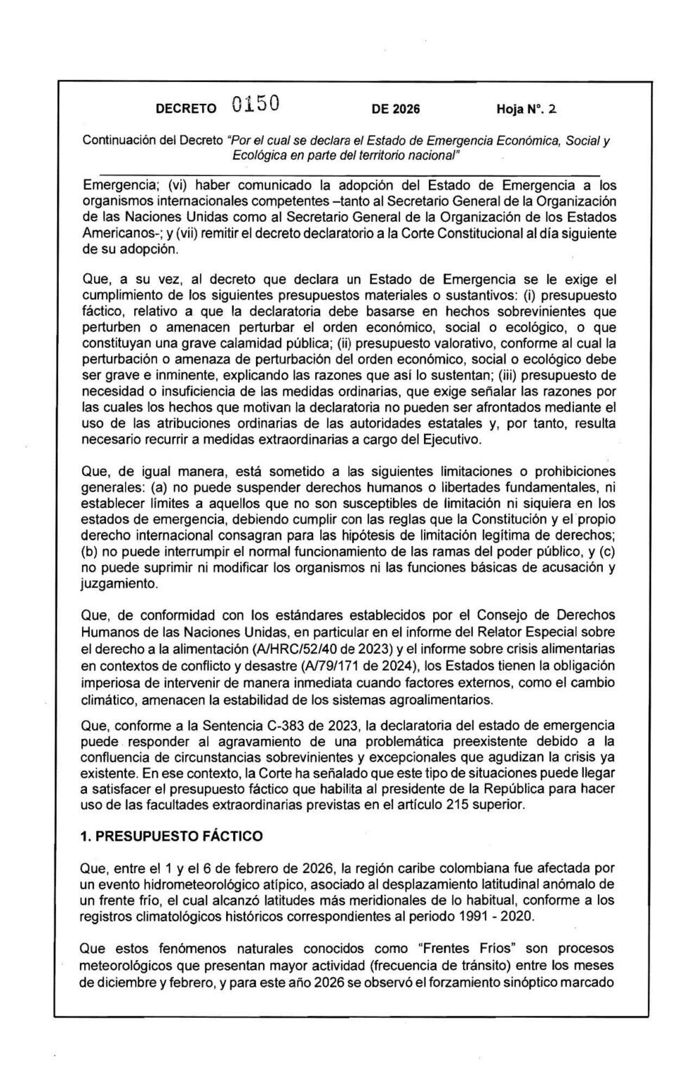Gobierno declara Estado de Emergencia Económica, Social y Ecológica en ...